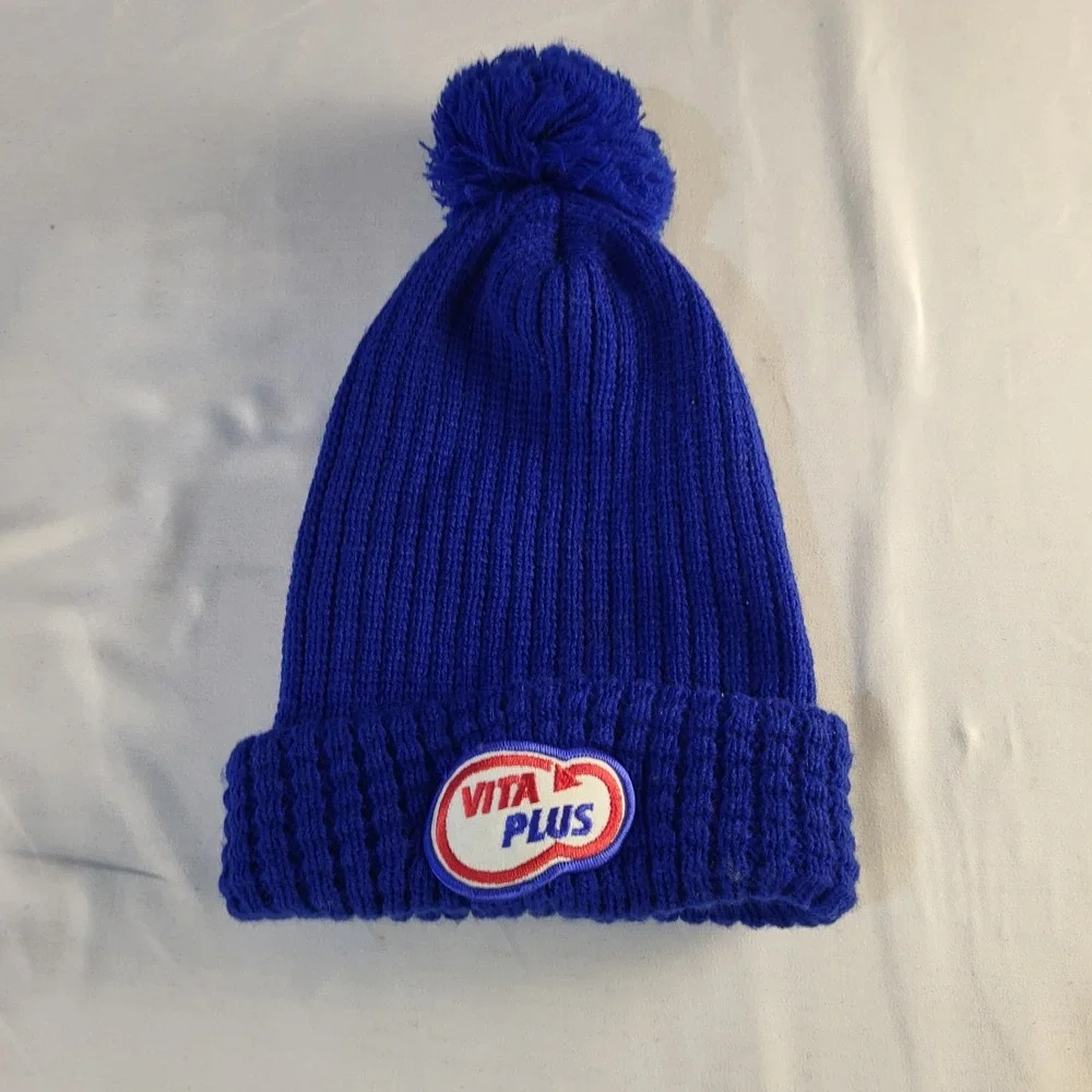Vintage Vita Plus Winter Pom Pom Hat Agricultural Farming Blue